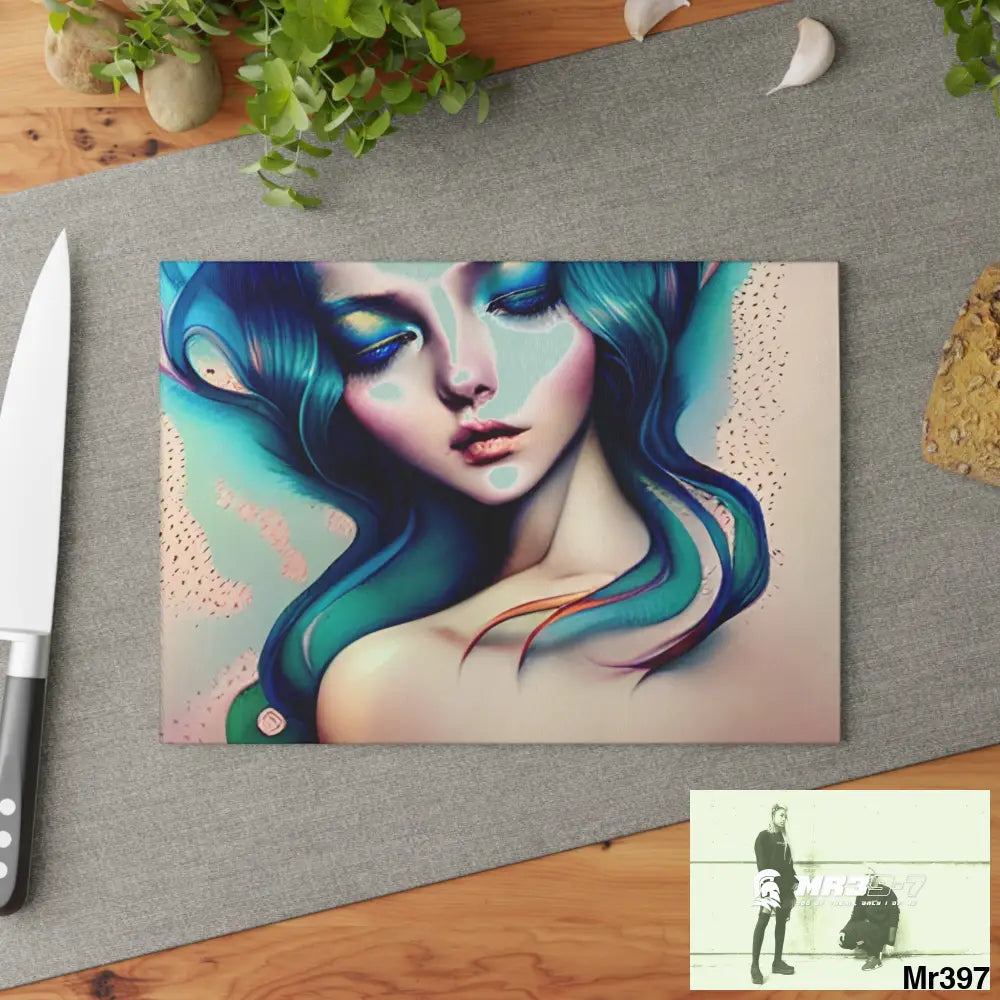 Many faces in common places in the style of Anna Glass Cutting Board Home Decor