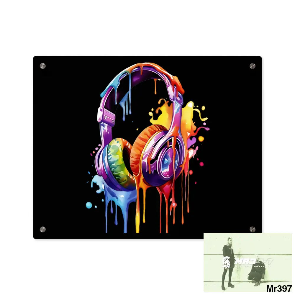 Melting headphones Acrylic Wall Art Panels 20″ x 16″ (Horizontal) / 0.25’’ Home Decor