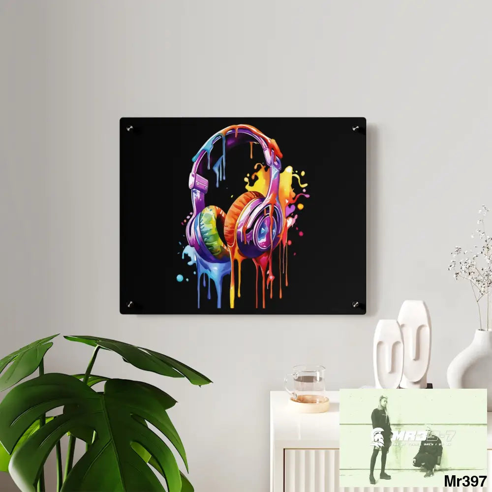 Melting headphones Acrylic Wall Art Panels Home Decor