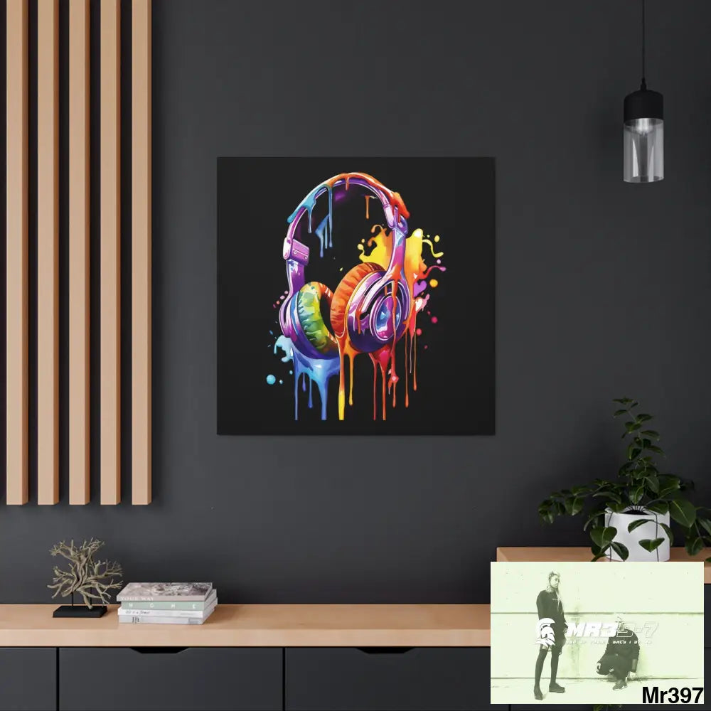 Melting headphones Canvas Gallery Wrap 36″ x 36″ / Premium Gallery Wraps (1.25″) Canvas