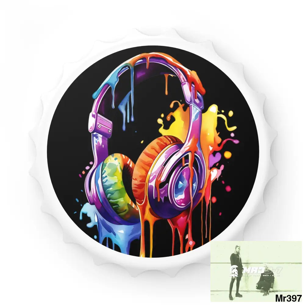 Melting headphones Magnetic Bottle Opener One size / White Accessories