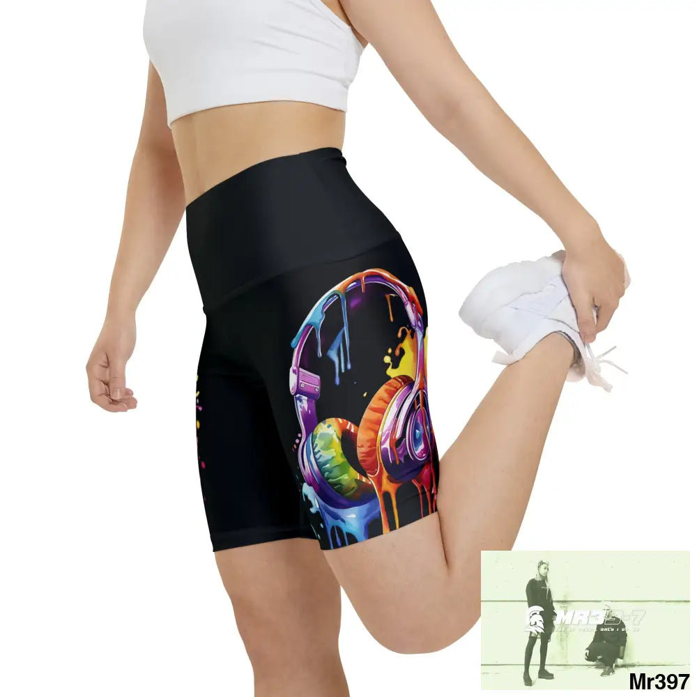 Melting Headphones Women’s Workout Shorts (AOP) All Over Prints