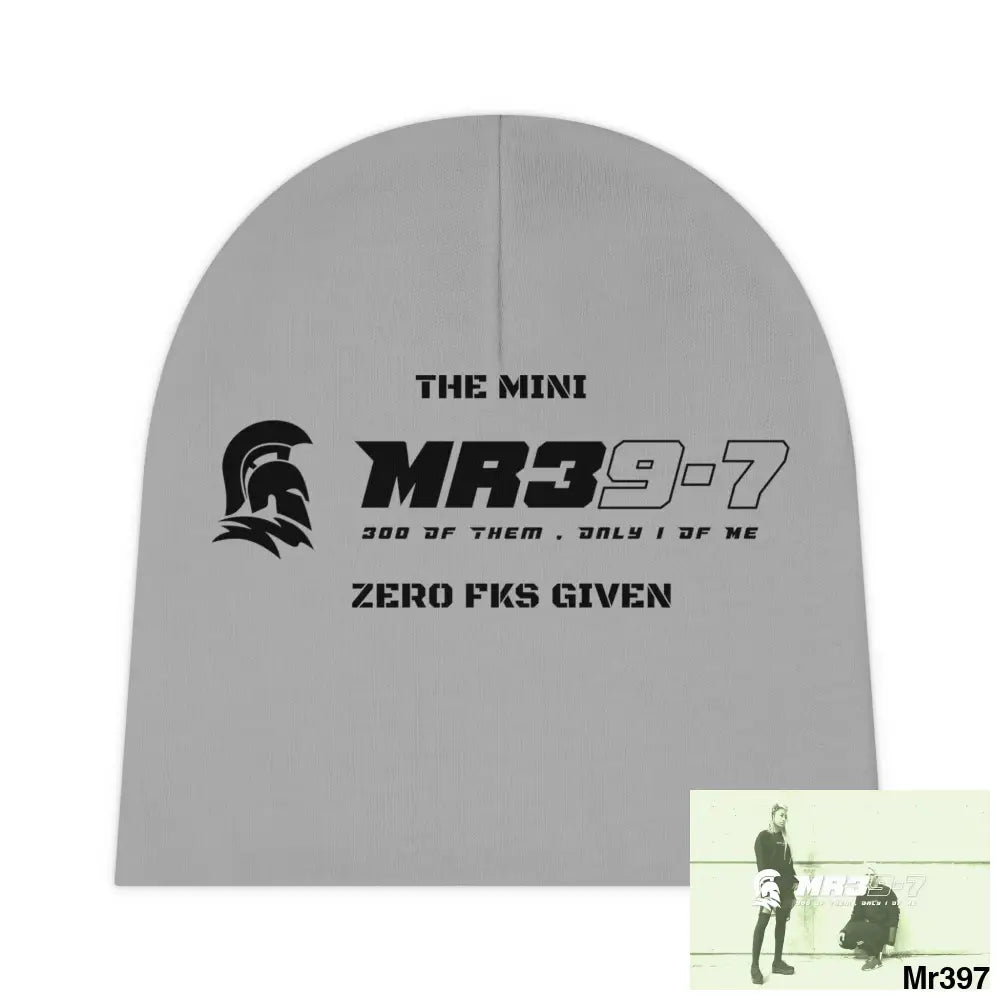 Mini MR39 Baby Beanie (AOP) Zero fks Given One size / White All Over Prints