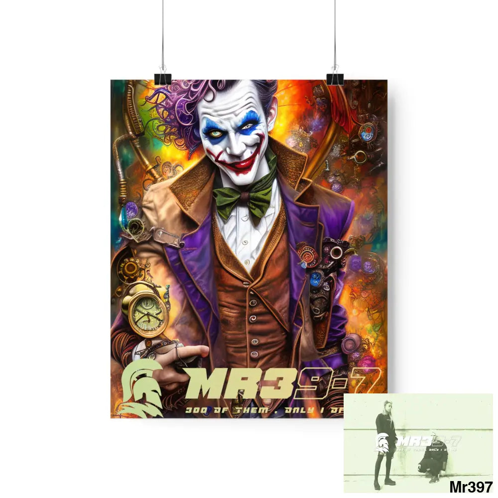 MR 39 Steampunk Joker Hearts Tribal Fractal Matte Vertical Posters 9’’ x 11’’ / Matte Poster