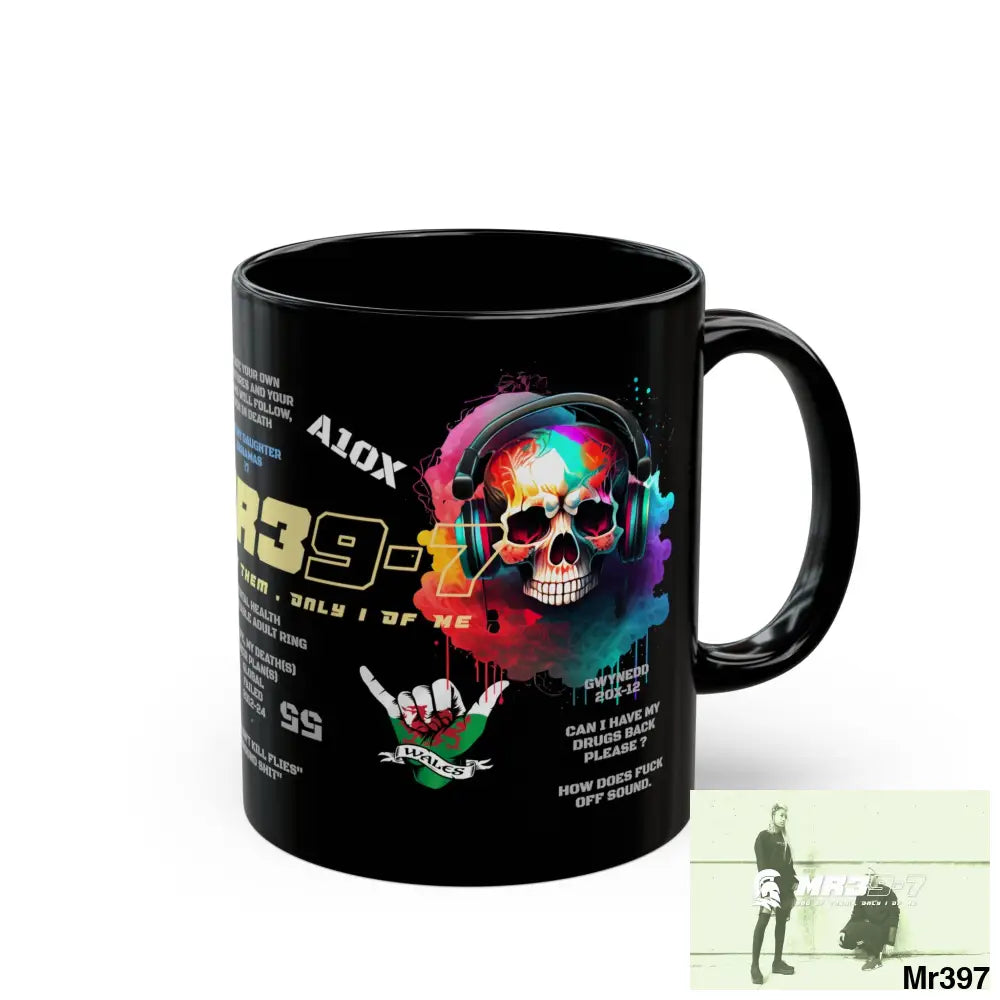 Mr39-7 11oz Tactical GB / Wales Black Mug Mental Health VAR / My Life My Deaths Their Plans Failed Couldn’t kill flies