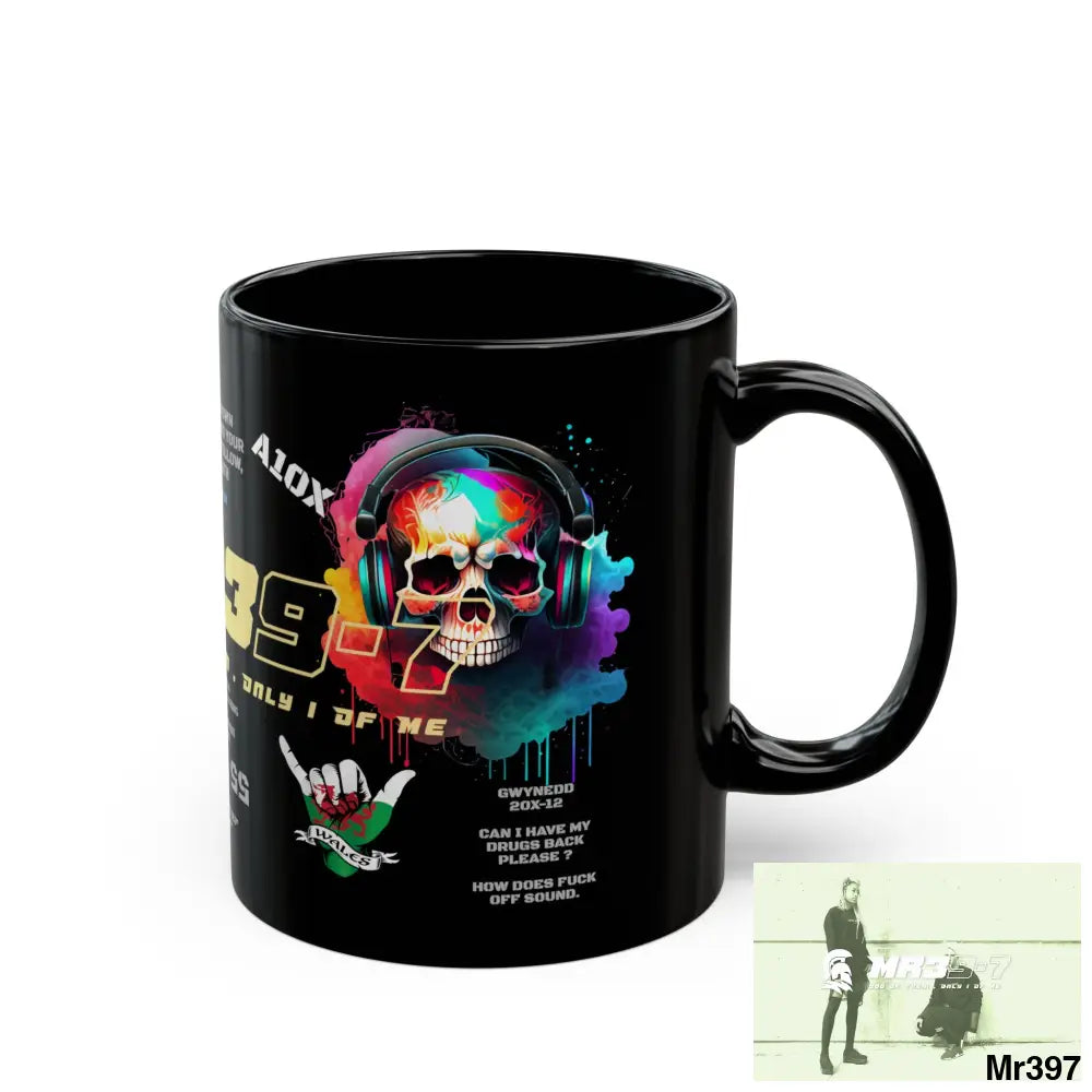 MR39-7 11oz Tactical GB / Wales Black Mug Mental Health VAR / My Life My Deaths Their Plans Failed Couldn’t kill flies