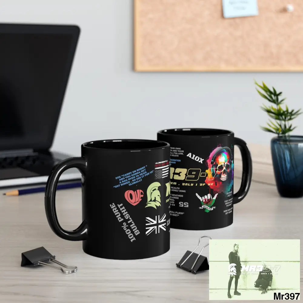 Mr39-7 11oz Tactical GB / Wales Black Mug Mental Health VAR / My Life My Deaths Their Plans Failed Couldn’t kill flies