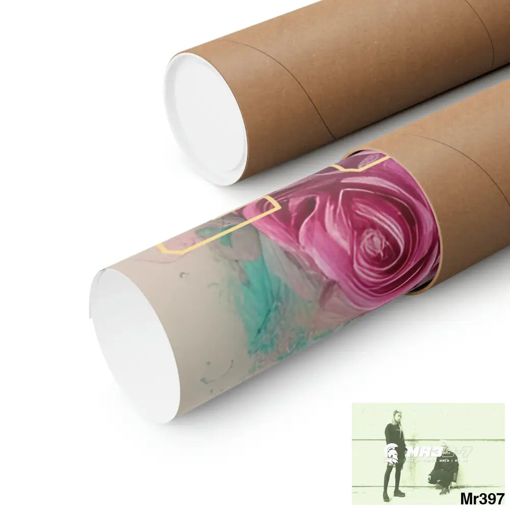 MR39-7 A guitar with pink roses and guitar Matte Vertical Posters Poster