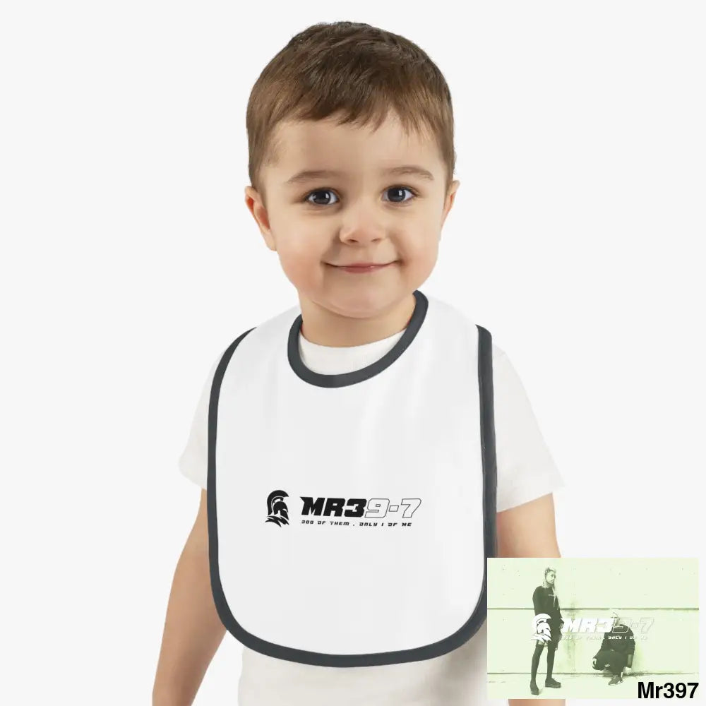 MR39-7 Baby Contrast Trim Jersey Bib White/Black / One size Kids clothes