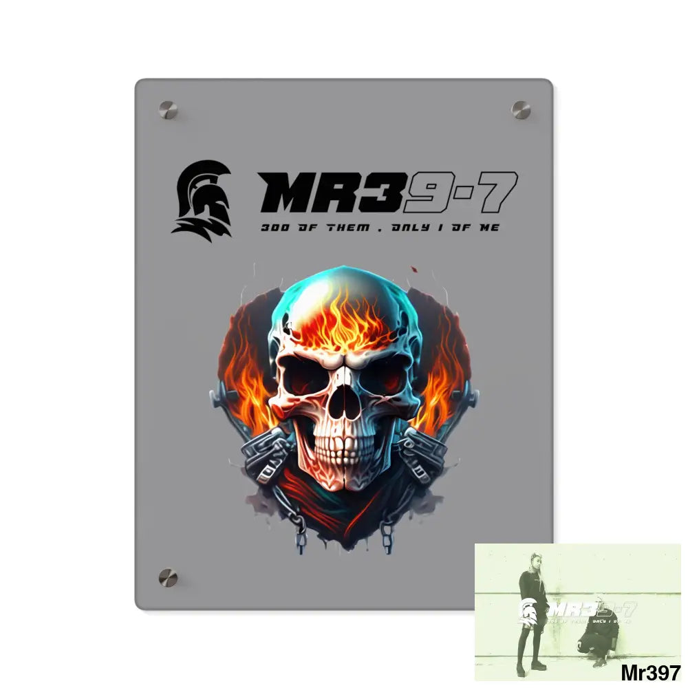 MR39-7 Flame Biker Skull Graphic Acrylic Wall Art Panels 11″ x 14″ (Vertical) / 0.25’’ Home Decor