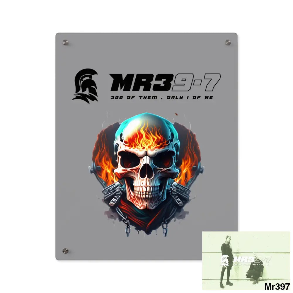 MR39-7 Flame Biker Skull Graphic Acrylic Wall Art Panels 16″ x 20″ (Vertical) / 0.25’’ Home Decor