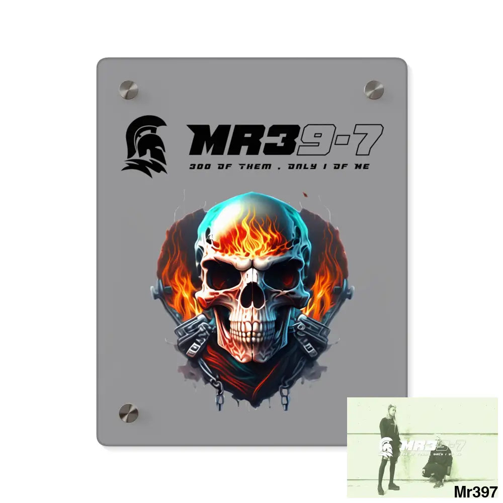 MR39-7 Flame Biker Skull Graphic Acrylic Wall Art Panels 8″ x 10″ (Vertical) / 0.25’’ Home Decor