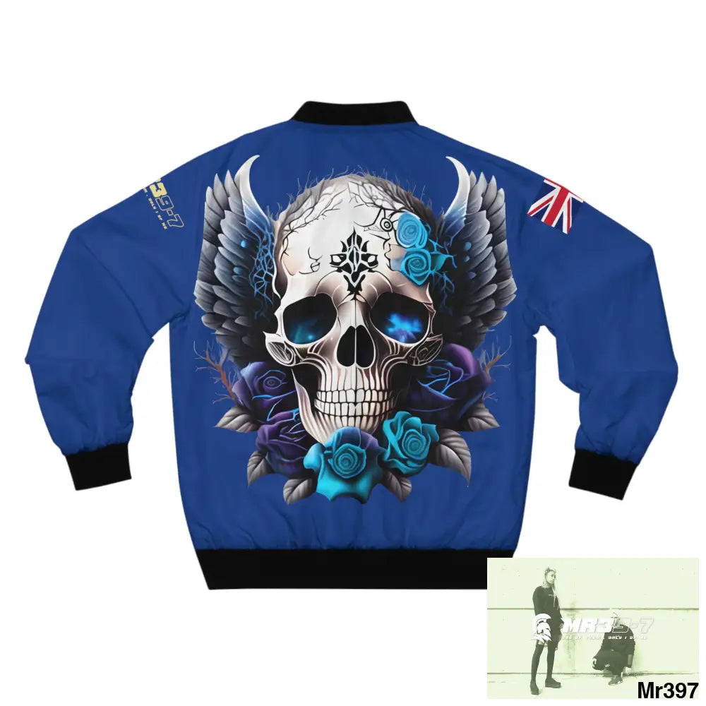 Mr39-7 GBR Gothic Skull with Wings and Roses Men’s Bomber Jacket (AOP) All Over Prints