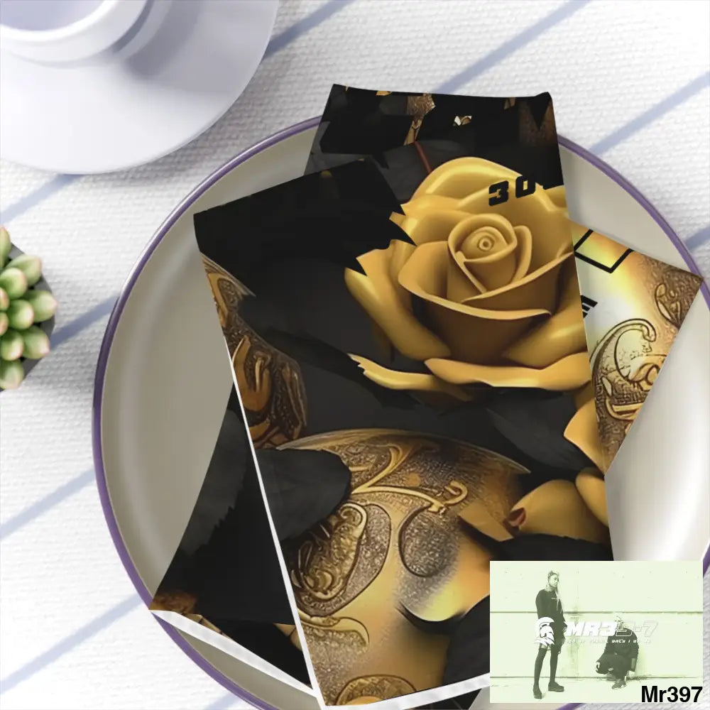 MR39-7 Gothic Skulls & Roses Napkins 4-piece set / White / 19’’ × 19’’ Accessories