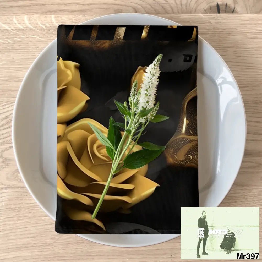 MR39-7 Gothic Skulls & Roses Napkins 4-piece set / White / 19’’ × 19’’ Accessories