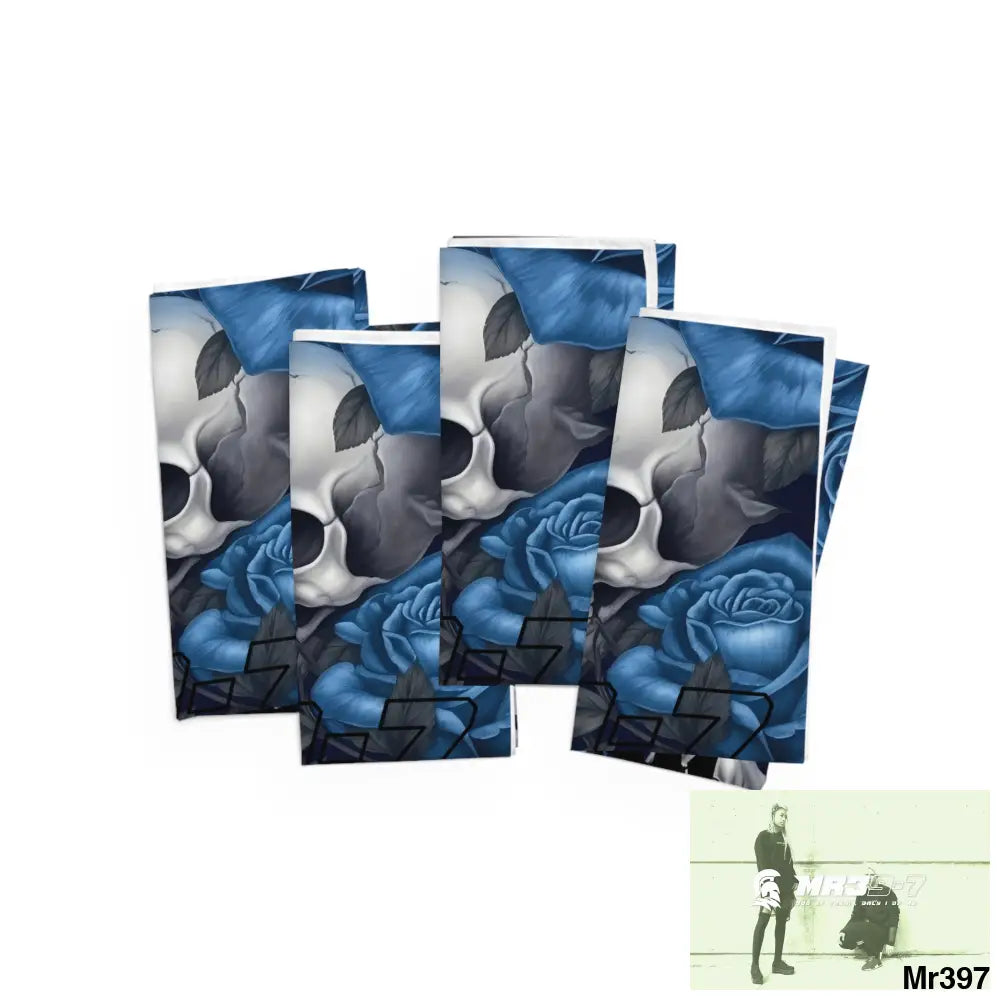 MR39-7 Gothic Skulls & Roses Napkins 4-piece set / White / 19’’ × 19’’ Accessories