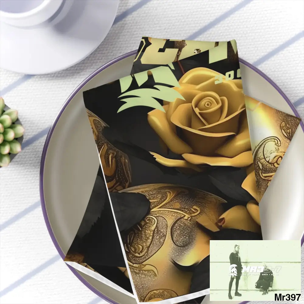 MR39-7 Gothic Skulls & Roses Napkins 4-piece set / White / 19’’ × 19’’ Accessories