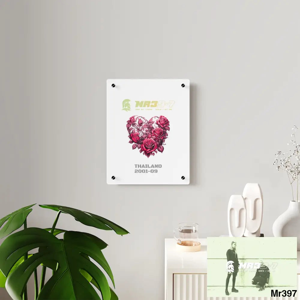 MR39-7 Heart Made of Pink Roses Beautiful Floral Acrylic Wall Art Panels Home Decor