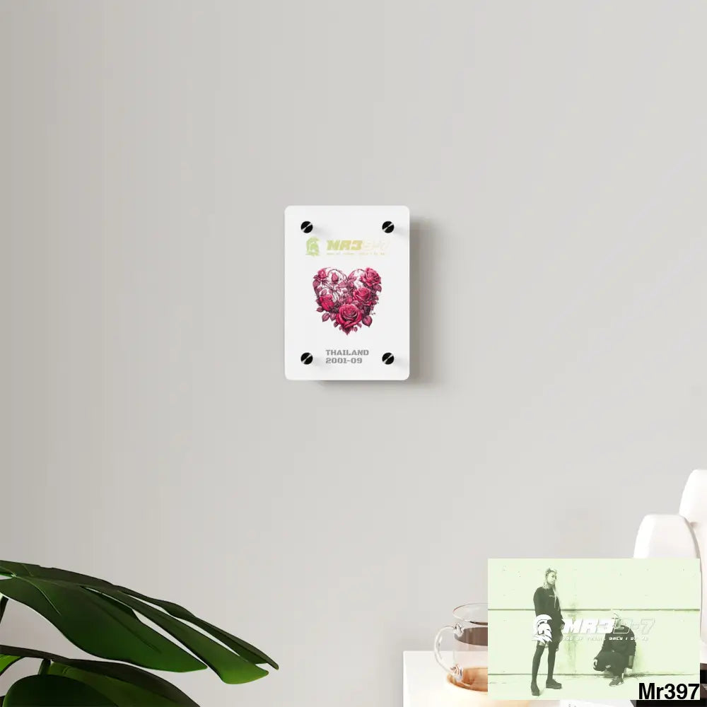 MR39-7 Heart Made of Pink Roses Beautiful Floral Acrylic Wall Art Panels Home Decor