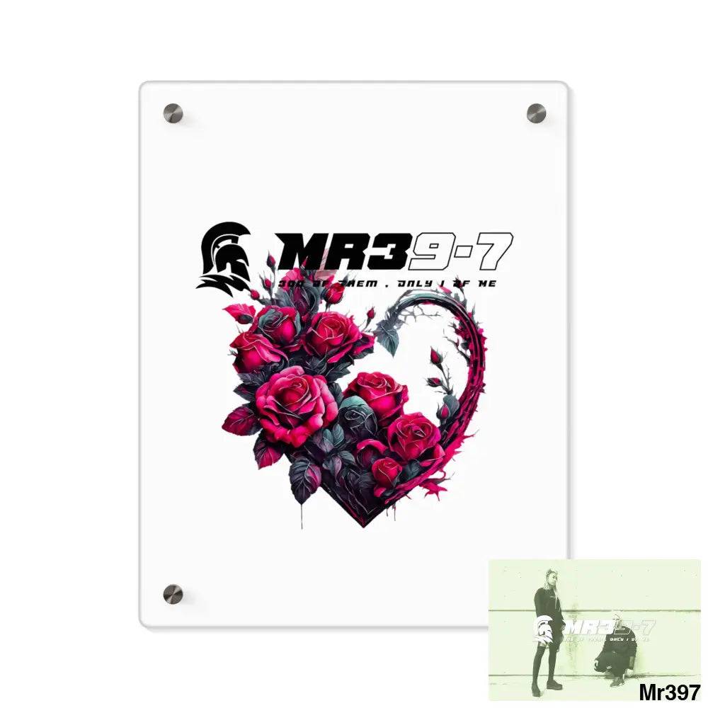 MR39-7 Heart made of Pink Roses on Black Background Acrylic Wall Art Panels 11″ x 14″ (Vertical) / 0.25’’ Home Decor