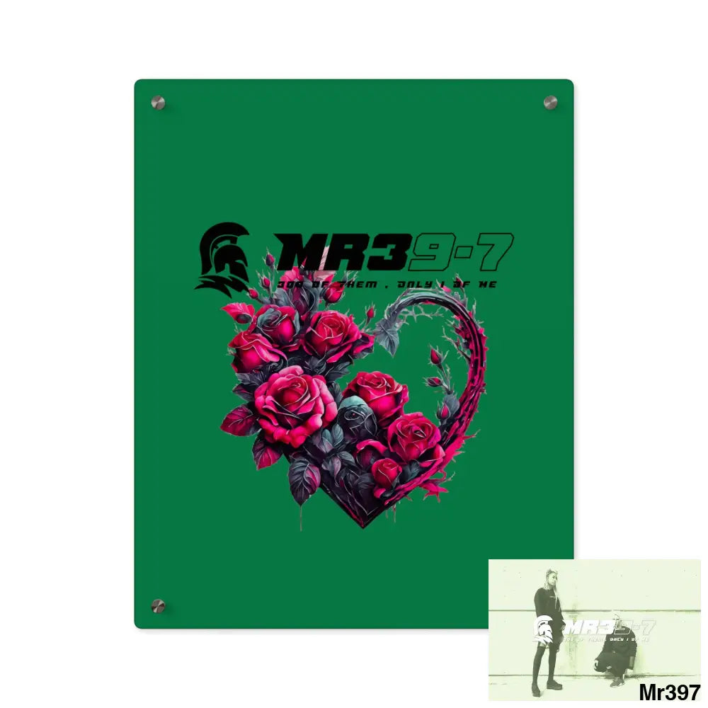 MR39-7 Heart made of Pink Roses on Black Background Acrylic Wall Art Panels 16″ x 20″ (Vertical) / 0.25’’ Home Decor