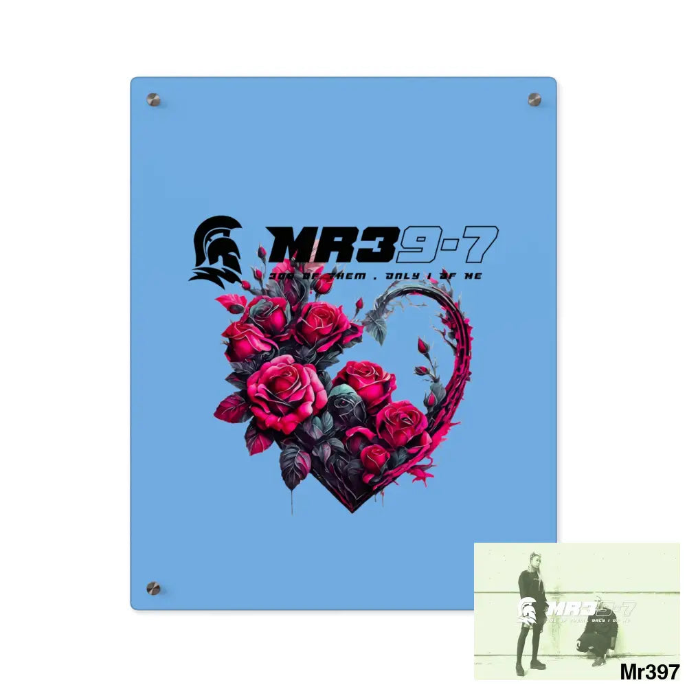 MR39-7 Heart made of Pink Roses on Black Background Acrylic Wall Art Panels 16″ x 20″ (Vertical) / 0.25’’ Home Decor