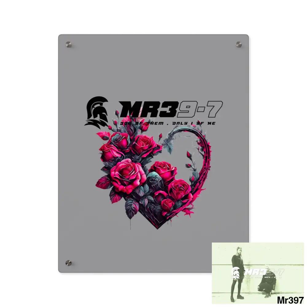 MR39-7 Heart made of Pink Roses on Black Background Acrylic Wall Art Panels 16″ x 20″ (Vertical) / 0.25’’ Home Decor