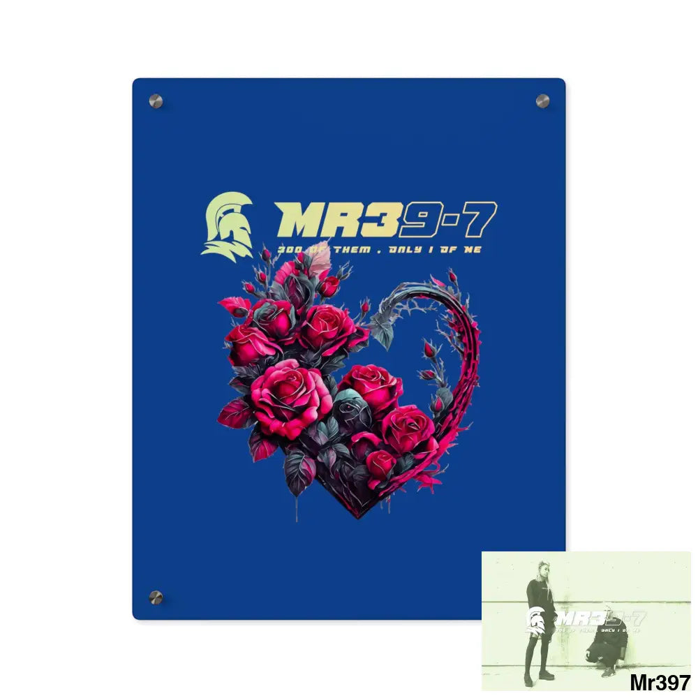 MR39-7 Heart made of Pink Roses on Black Background Acrylic Wall Art Panels 16″ x 20″ (Vertical) / 0.25’’ Home Decor