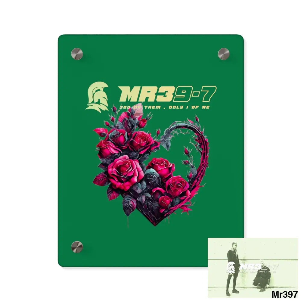 MR39-7 Heart made of Pink Roses on Black Background Acrylic Wall Art Panels 8″ x 10″ (Vertical) / 0.25’’ Home Decor