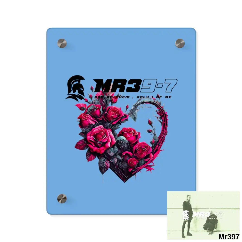 MR39-7 Heart made of Pink Roses on Black Background Acrylic Wall Art Panels 8″ x 10″ (Vertical) / 0.25’’ Home Decor