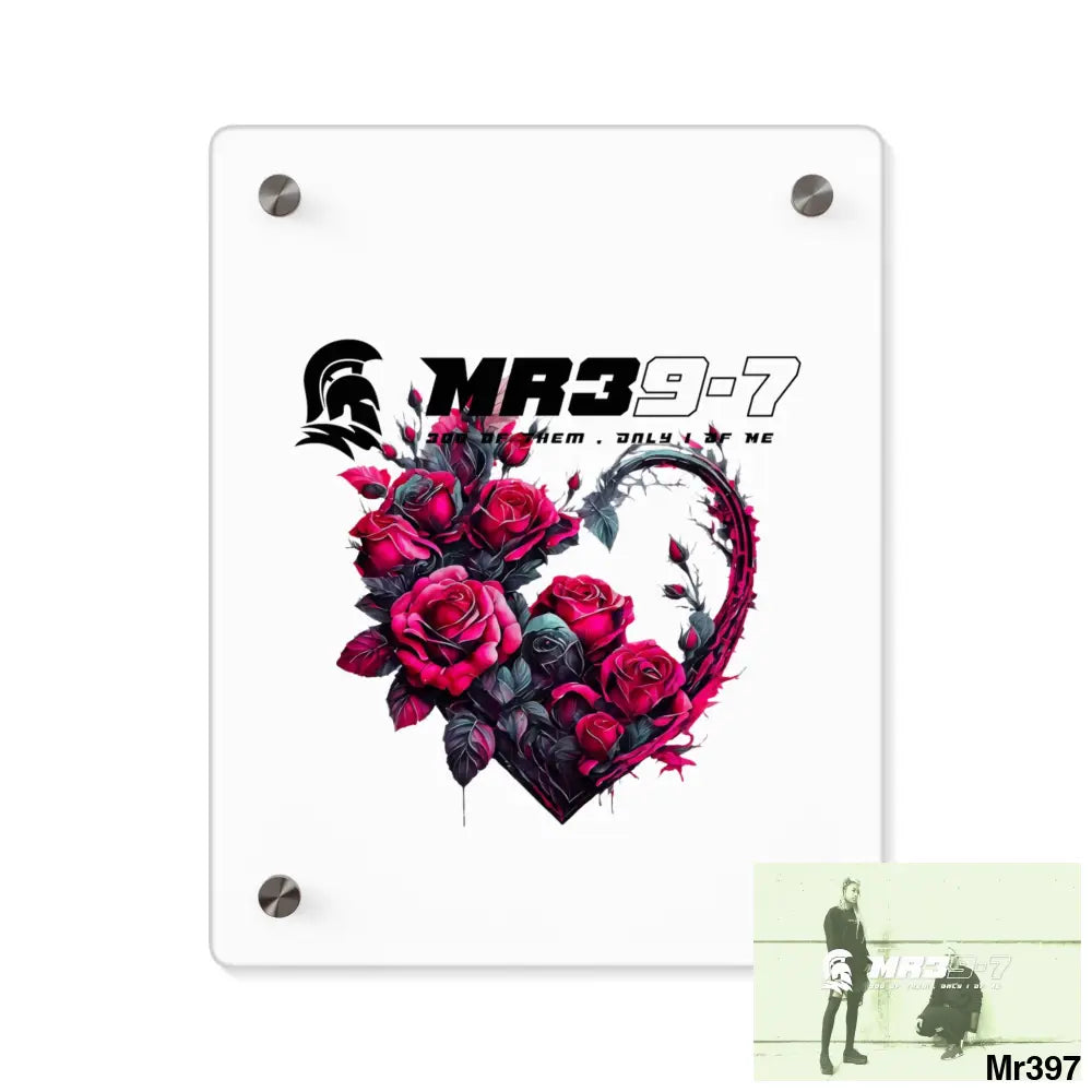 MR39-7 Heart made of Pink Roses on Black Background Acrylic Wall Art Panels 8″ x 10″ (Vertical) / 0.25’’ Home Decor