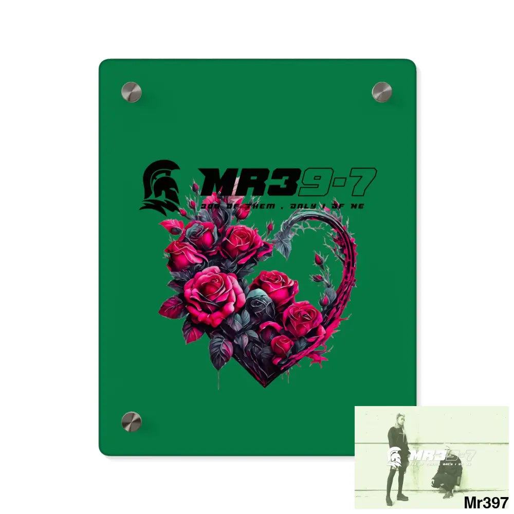 MR39-7 Heart made of Pink Roses on Black Background Acrylic Wall Art Panels 8″ x 10″ (Vertical) / 0.25’’ Home Decor