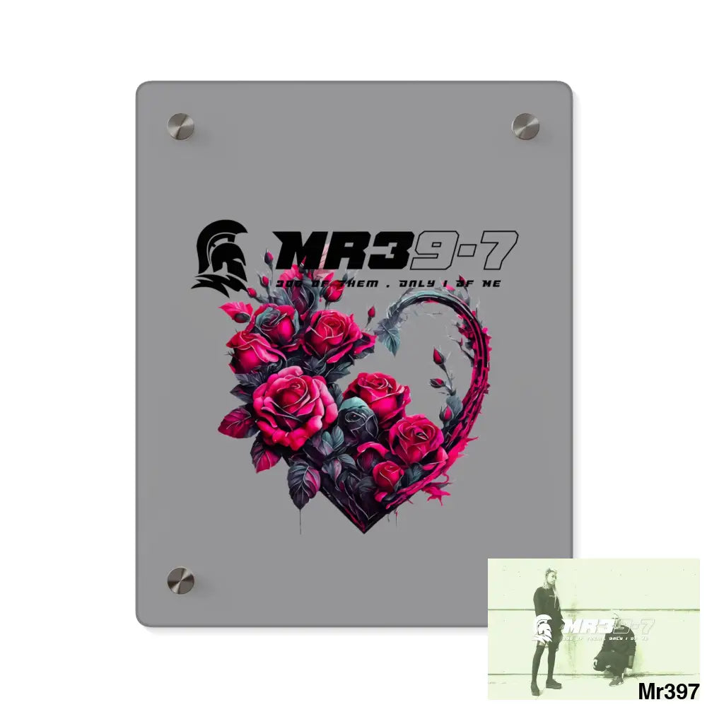 MR39-7 Heart made of Pink Roses on Black Background Acrylic Wall Art Panels 8″ x 10″ (Vertical) / 0.25’’ Home Decor