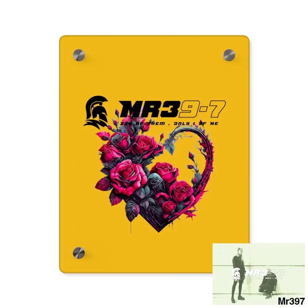 MR39-7 Heart made of Pink Roses on Black Background Acrylic Wall Art Panels 8″ x 10″ (Vertical) / 0.25’’ Home Decor