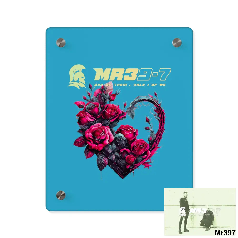 MR39-7 Heart made of Pink Roses on Black Background Acrylic Wall Art Panels 8″ x 10″ (Vertical) / 0.25’’ Home Decor