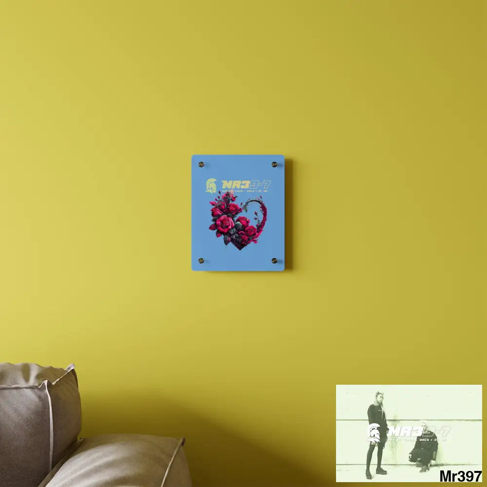 MR39-7 Heart made of Pink Roses on Black Background Acrylic Wall Art Panels Home Decor