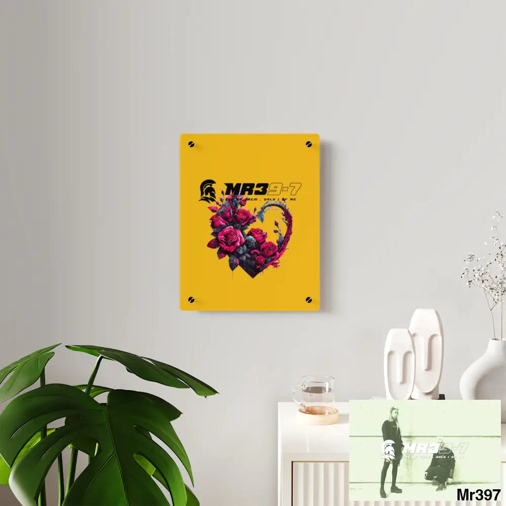 MR39-7 Heart made of Pink Roses on Black Background Acrylic Wall Art Panels Home Decor