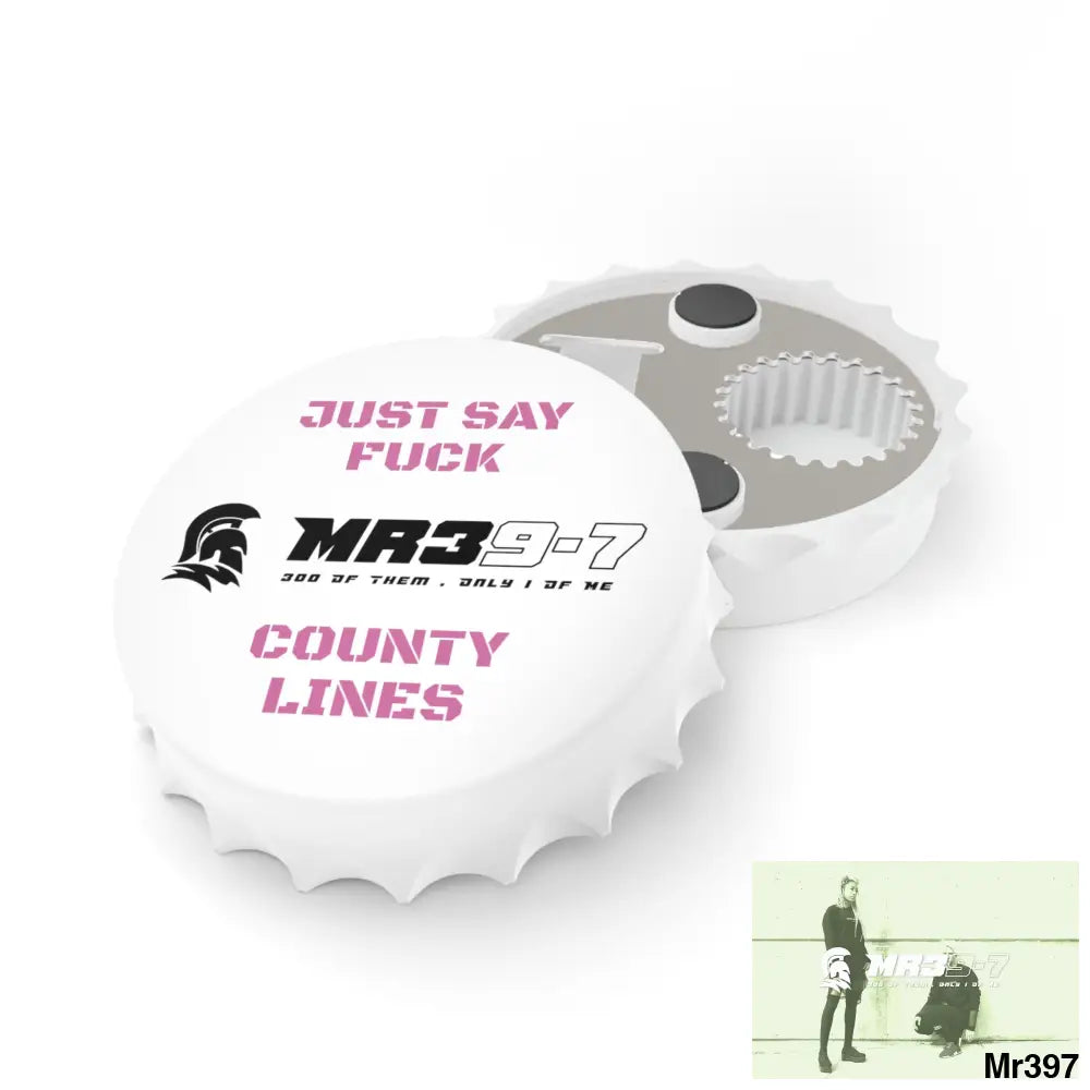MR39-7 Just Say Fuck County Lines Bottle Opener One size / White Accessories