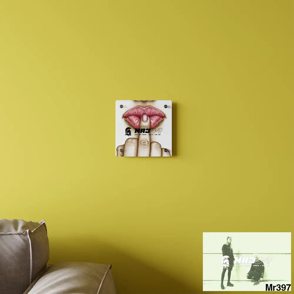 MR39-7 Kissing Mouth with Middle Finger Acrylic Wall Art Panels Home Decor