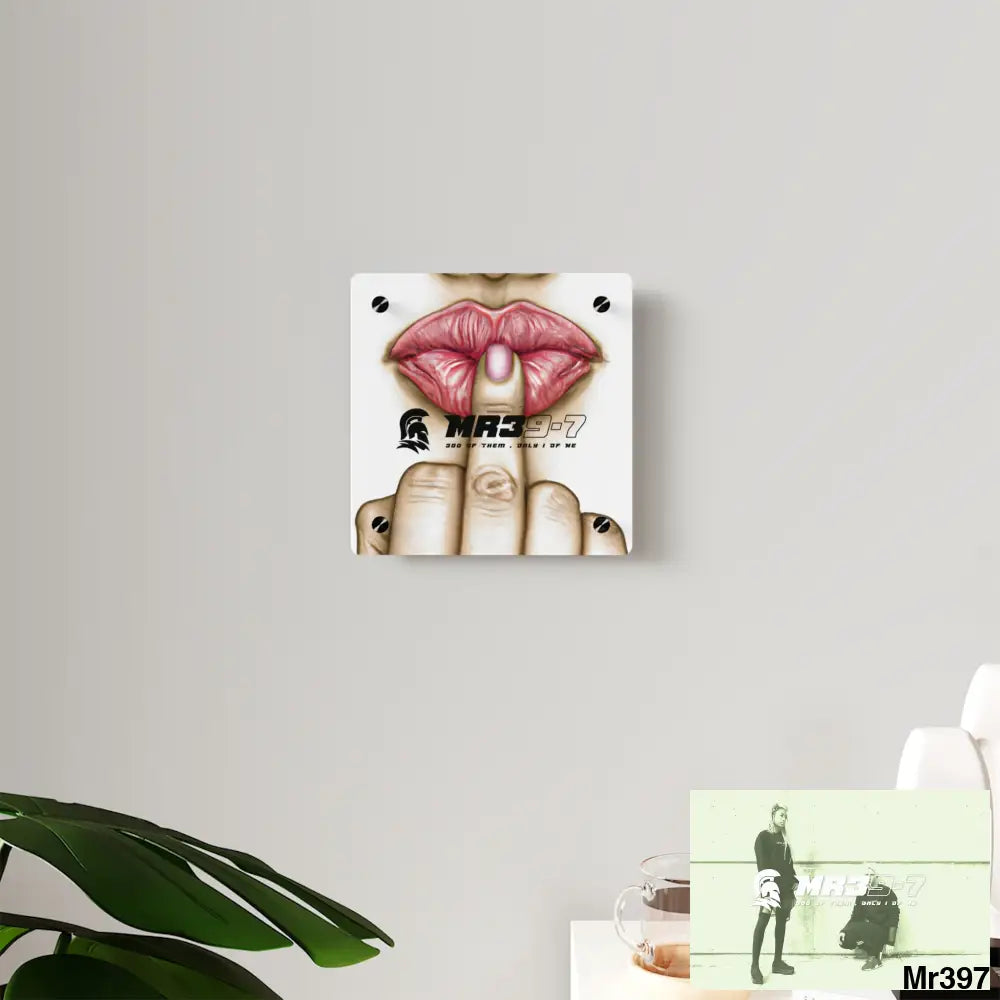 MR39-7 Kissing Mouth with Middle Finger Acrylic Wall Art Panels Home Decor