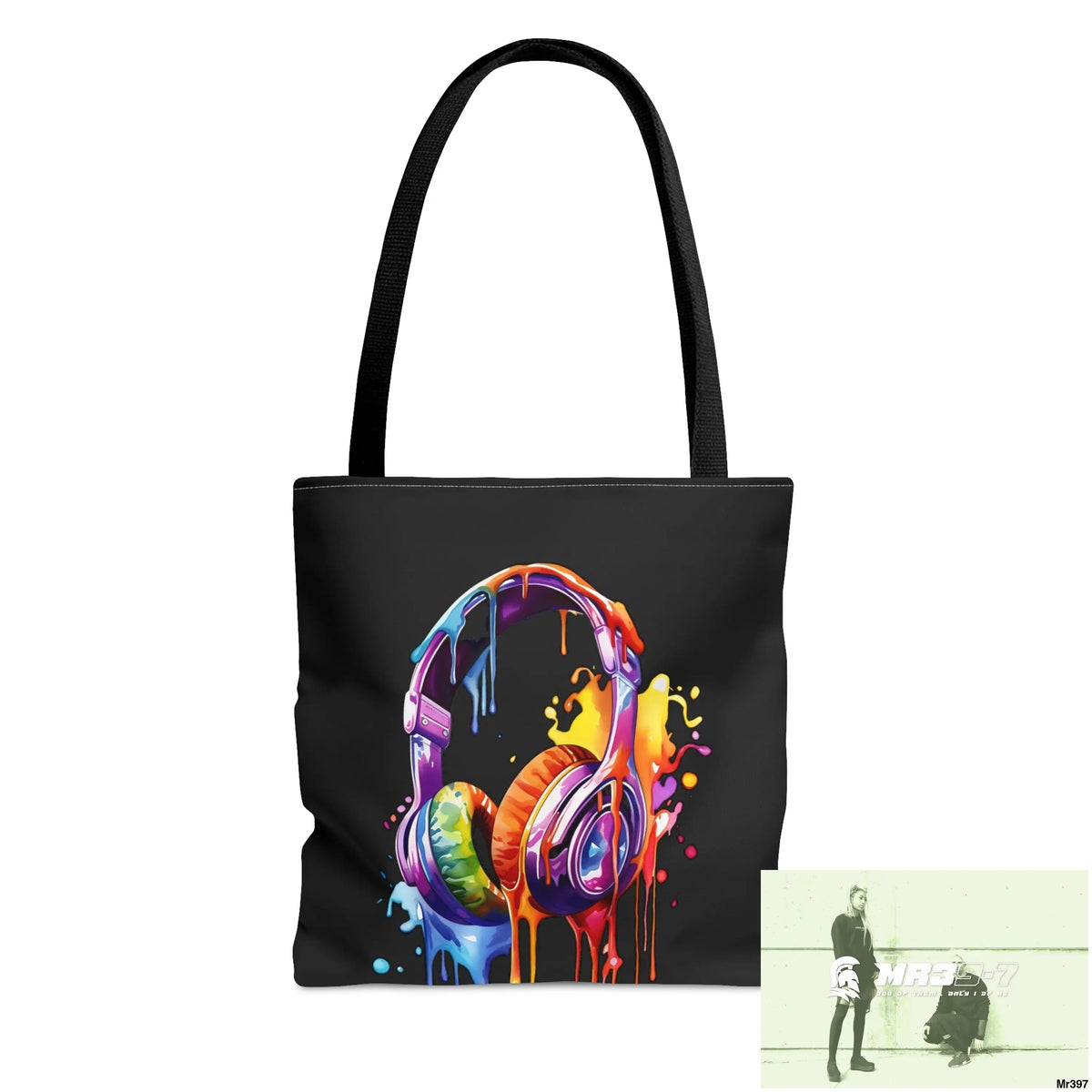 MR39-7 Melting Headphones Tote Bag (AOP) Small Bags