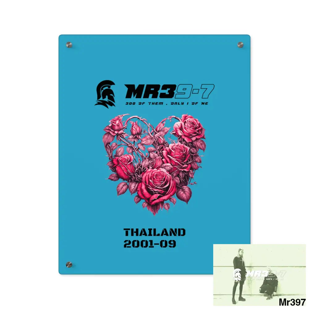MR39-7 s Thailand 2001--09 Heart Made of Pink Roses Beautiful Floral Acrylic Wall Art Panels 16″ x 20″ (Vertical)