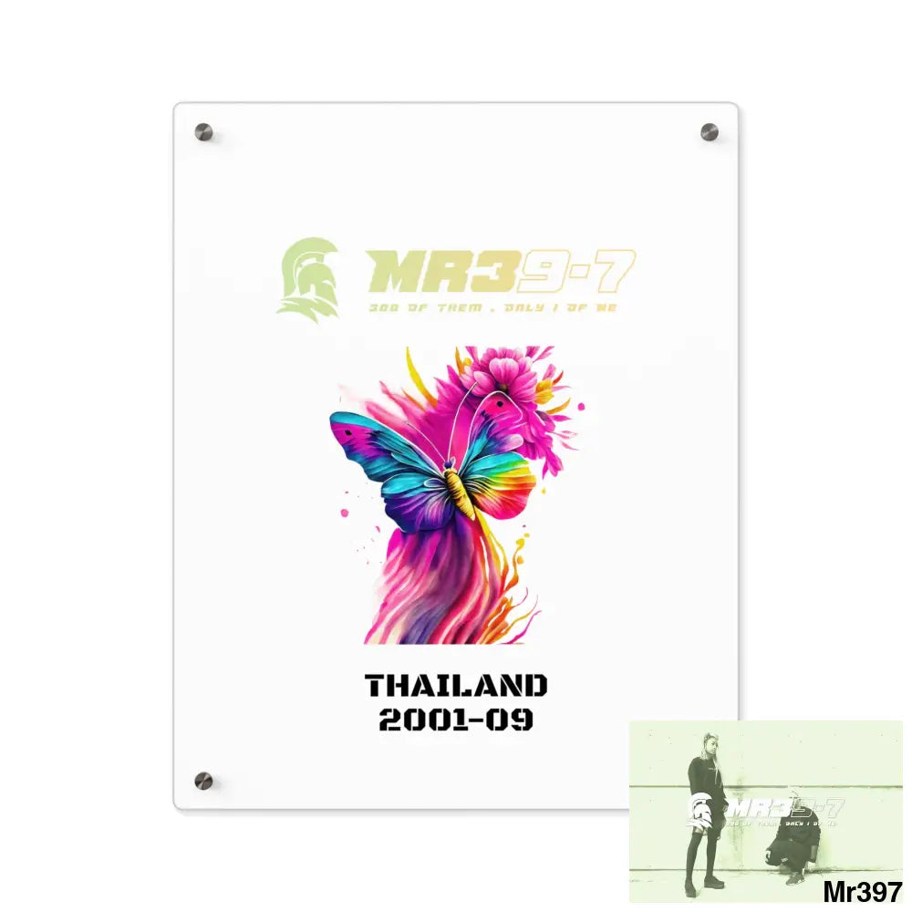 MR39-7 Thailand 2001--09 Colourful Butterfly in Mid-Flight Acrylic Wall Art Panels 16″ x 20″ (Vertical) / 0.25’’ Home