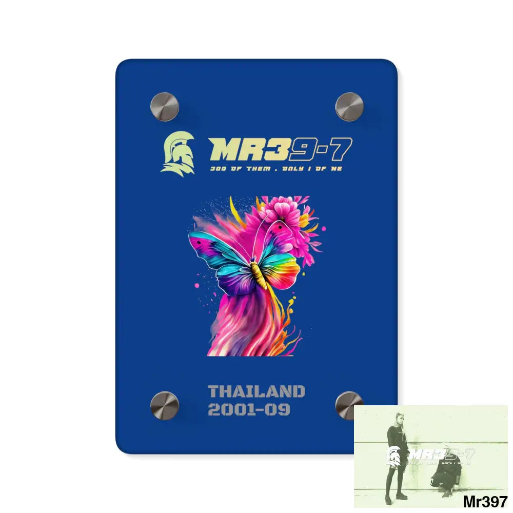 MR39-7 Thailand 2001--09 Colourful Butterfly in Mid-Flight Acrylic Wall Art Panels 5’’ x 7’’ (Vertical) / 0.25’’ Home