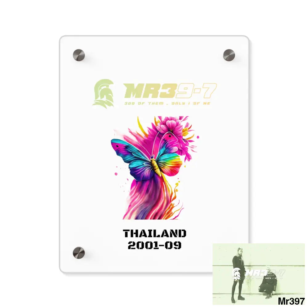 MR39-7 Thailand 2001--09 Colourful Butterfly in Mid-Flight Acrylic Wall Art Panels 8″ x 10″ (Vertical) / 0.25’’ Home