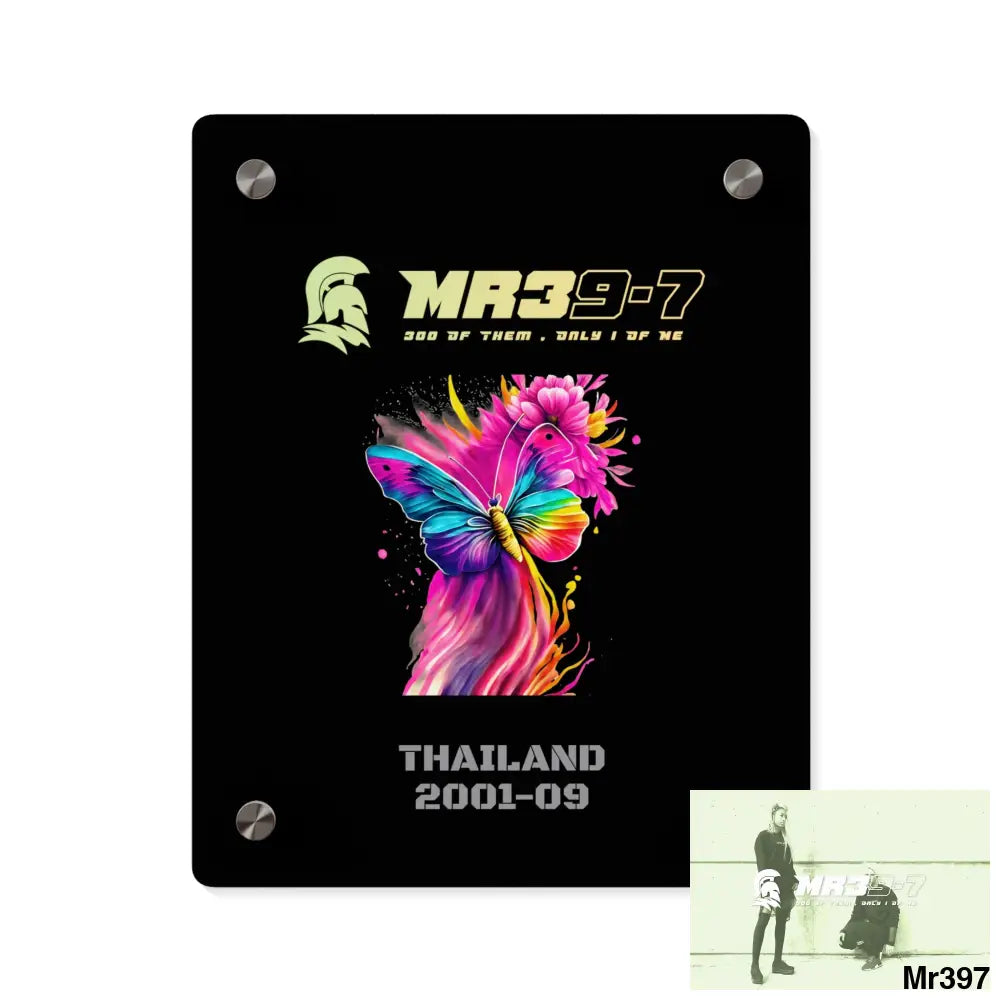 MR39-7 Thailand 2001--09 Colourful Butterfly in Mid-Flight Acrylic Wall Art Panels 8″ x 10″ (Vertical) / 0.25’’ Home