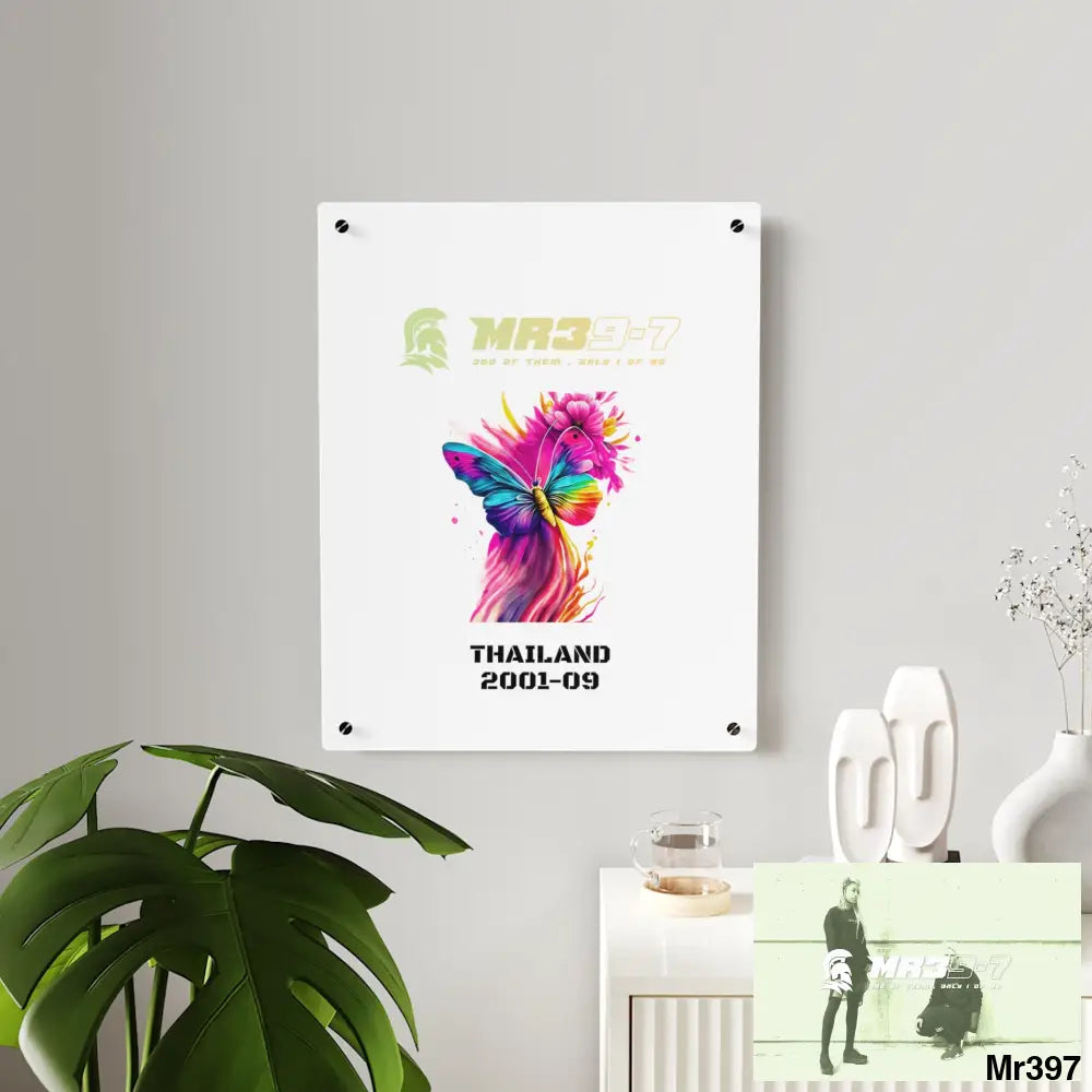 MR39-7 Thailand 2001--09 Colourful Butterfly in Mid-Flight Acrylic Wall Art Panels Home Decor