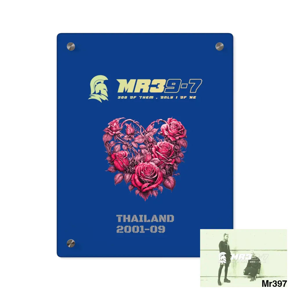 MR39-7 Thailand 2001--09 Heart Made of Pink Roses Beautiful Floral Acrylic wall art panels 11″ x 14″ (Vertical)