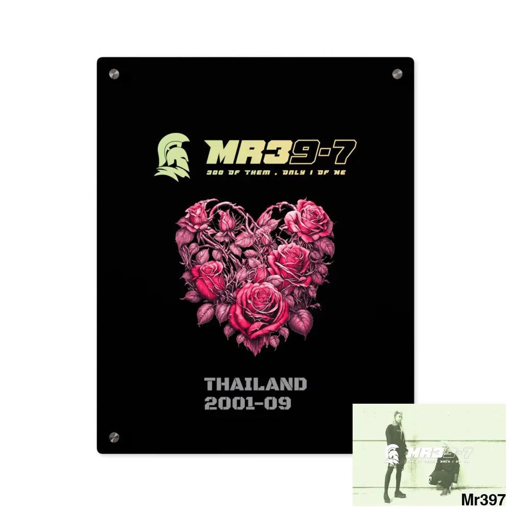MR39-7 Thailand 2001--09 Heart Made of Pink Roses Beautiful Floral Acrylic Wall Art Panels 16″ x 20″ (Vertical)