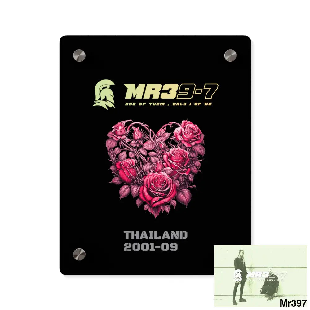 MR39-7 Thailand 2001--09 Heart Made of Pink Roses Beautiful Floral Acrylic Wall Art Panels 8″ x 10″ (Vertical) / 0.25’’